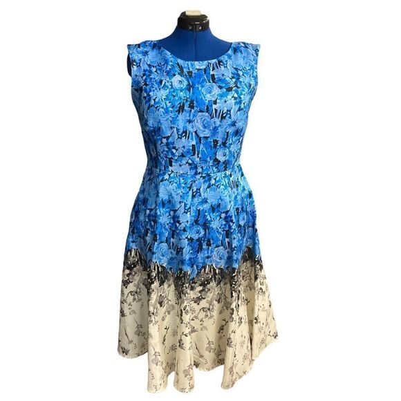 METAPHOR Women’s Dress, Size 12, Blue & Gray Sleeveless - Picture 1 of 10